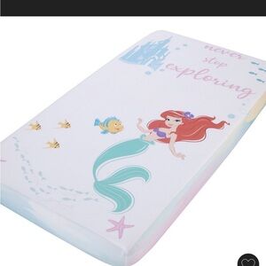 Disney Ariel Watercolor Crib Sheet with Castle Design